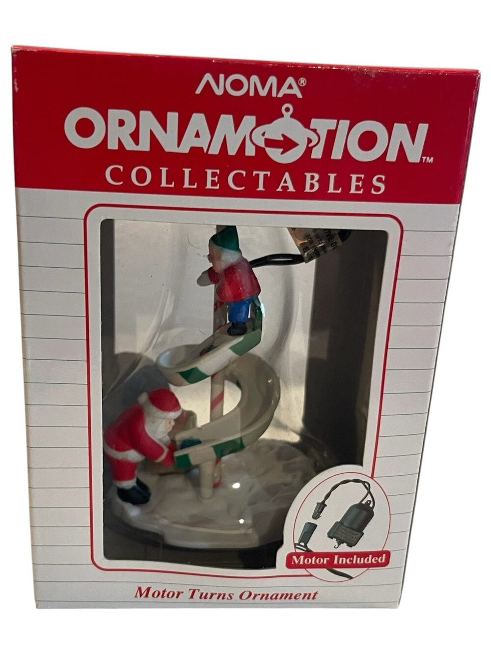 NOMA Ornamotion Collectibles Santa & Elf Spiral Slide Ornament w/ Motor